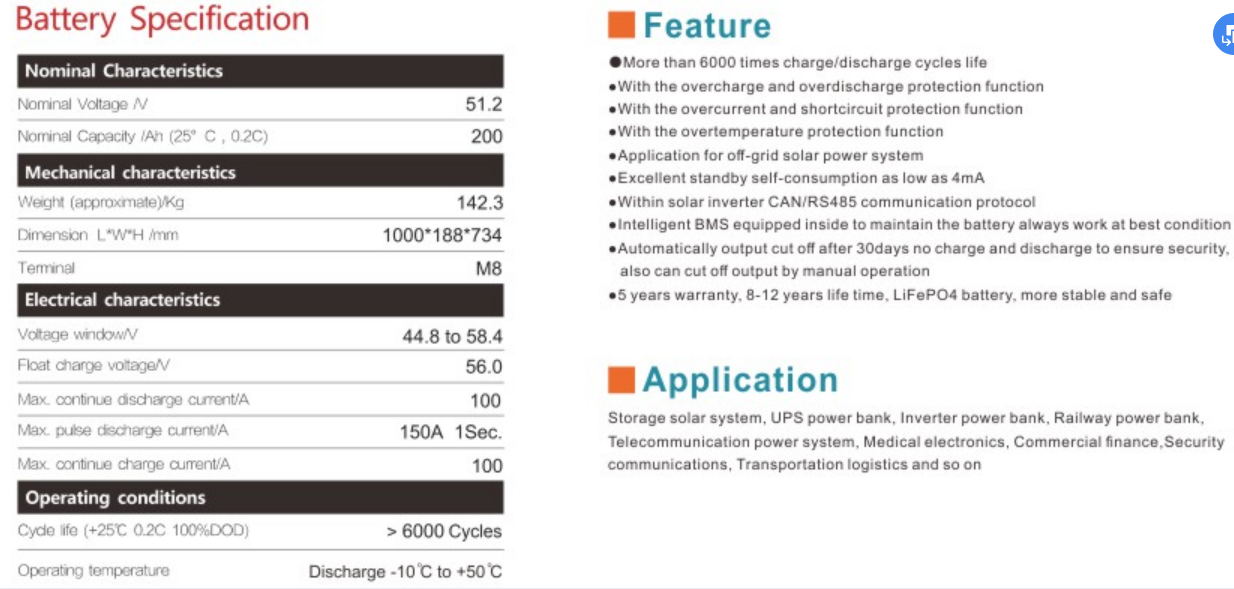 Lingtech 10kwh ess specification