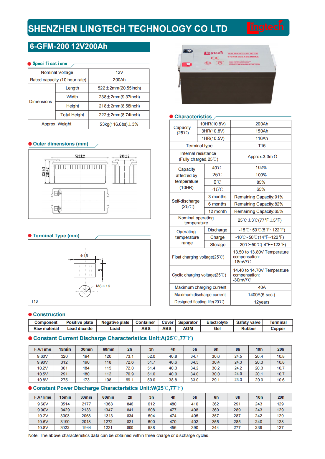 Lingtech Technical paper12V200Ah gel battery_00